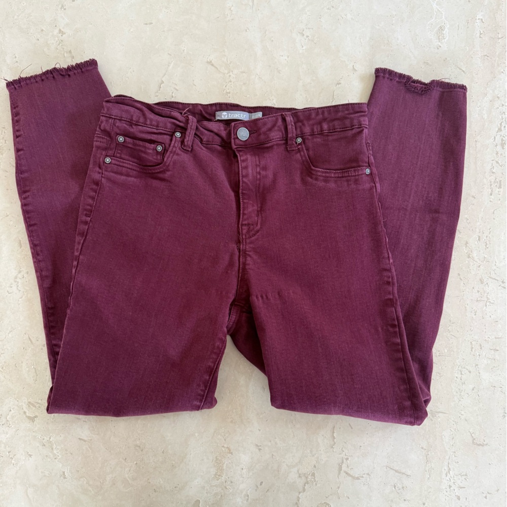 Tractr Women’s Wine High-Rise Skinny Jeans